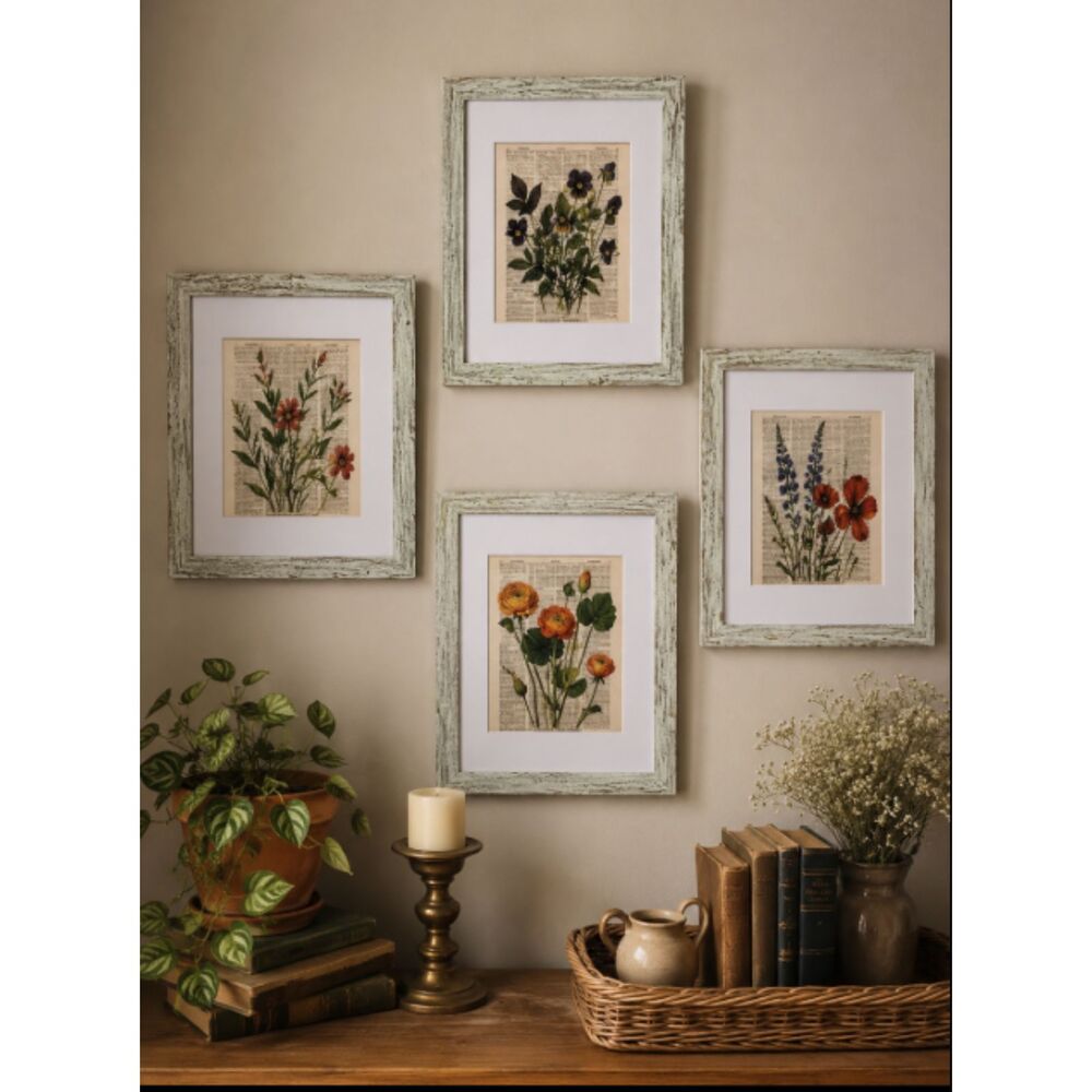 Vintage Framed Dictionary Page Botanical Wall Art